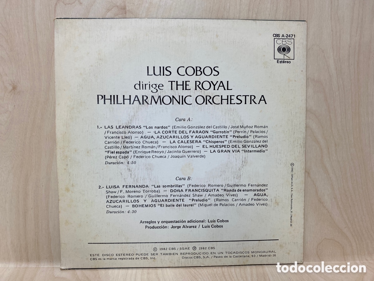 Discos de vinilo: Luis Cobos - Zarzuela (7&rdquo;, Single) - Foto 2