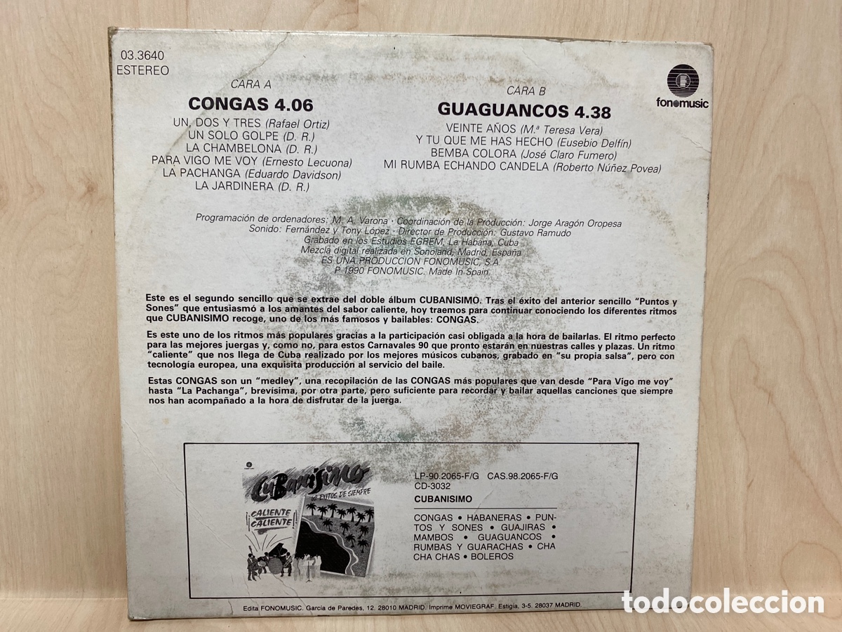 Discos de vinilo: Cubanisimo - Carnavales 90 (7&rdquo;, Single) - Foto 2