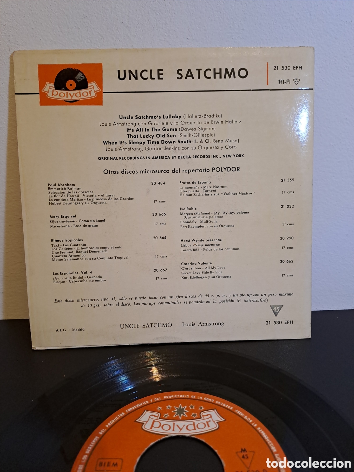 Discos de vinilo: ***Uncle Satchmo*&nbsp;&ndash;&nbsp;Uncle Satchmo. SPAIN - Foto 2