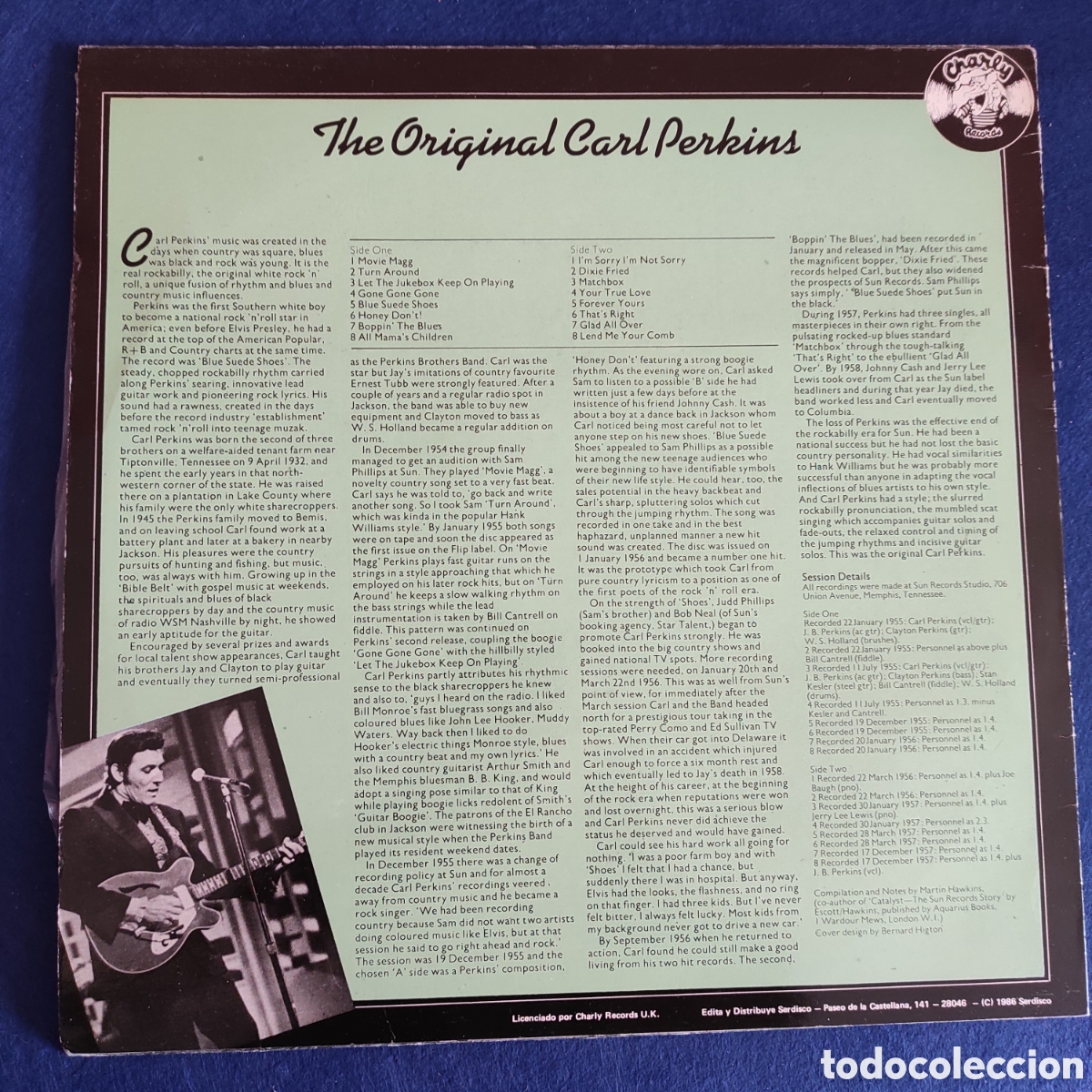 Discos de vinilo: THE ORIGINAL CARL PERKINS. LP 1986. - Foto 2