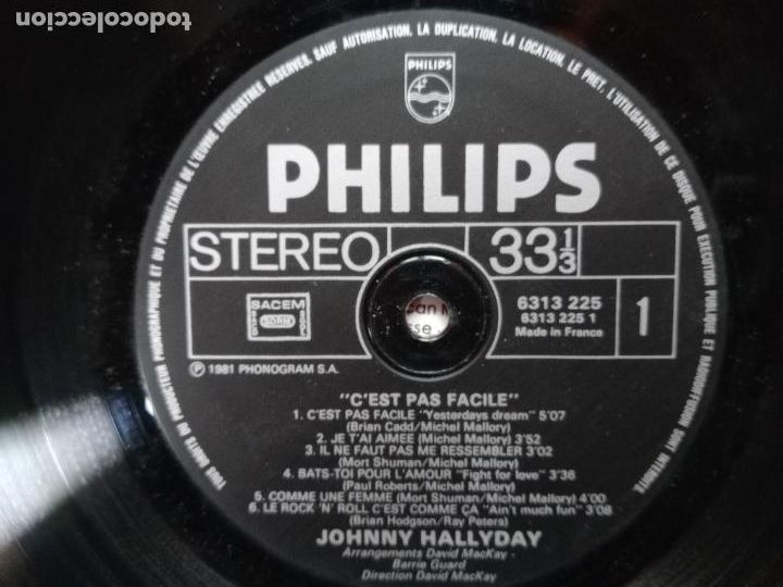 Discos de vinilo: Johnny Hallyday - pas facile - Foto 4