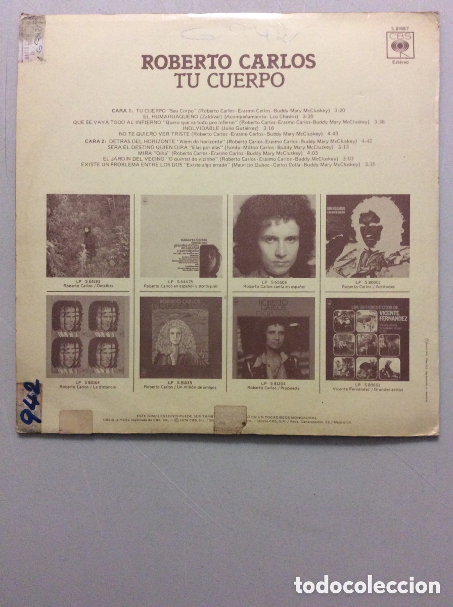 Discos de vinilo: Roberto Carlos. Tu cuerpo. Detr&aacute;s del horizonte... - Foto 2