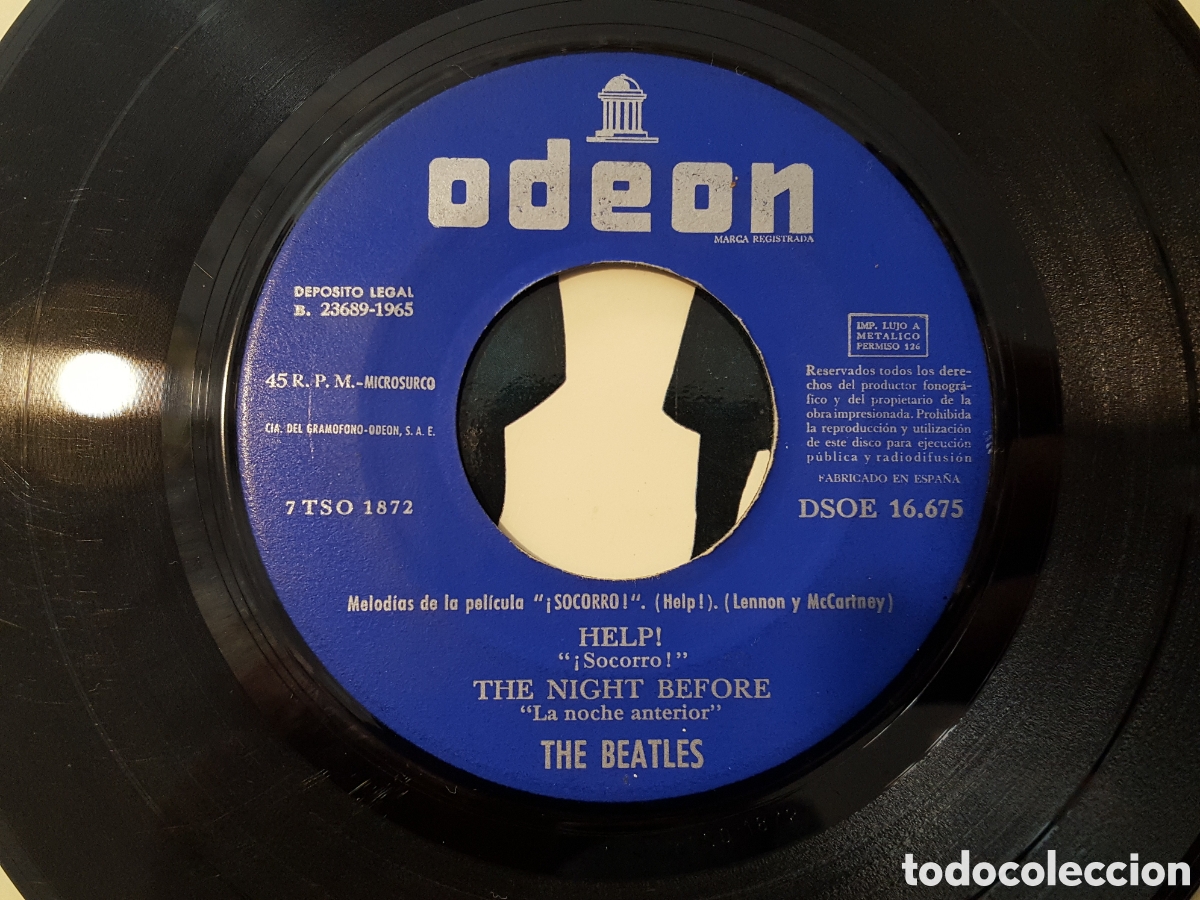 Discos de vinilo: E.P. - Single - The Beatles &ndash; Help! = &iexcl;Socorro! - Odeon &ndash; DSOE 16.675 - Spain - Foto 3