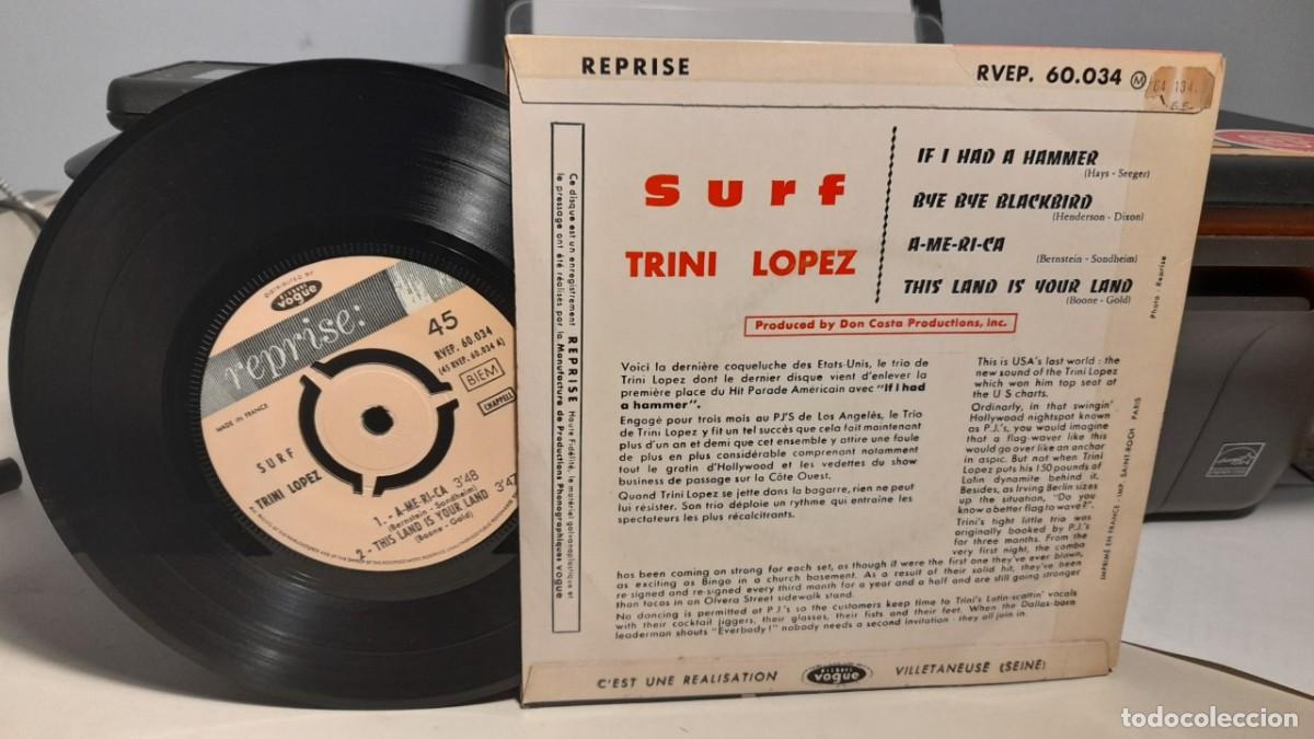 Discos de vinilo: EP TRINI LOPEZ SURF : IF I HAD A HAMMER - Foto 2