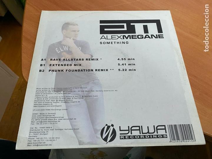Discos de vinilo: ALEX MEGANE (SOMETHING) MAXI SINGLE 3 TRACK (B-58) - Foto 2