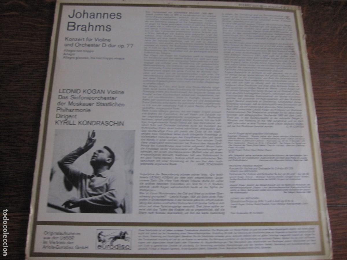 Discos de vinilo: LEONID KOGAN BRAHMS Violinkoncert. Eurodisc. - Foto 2