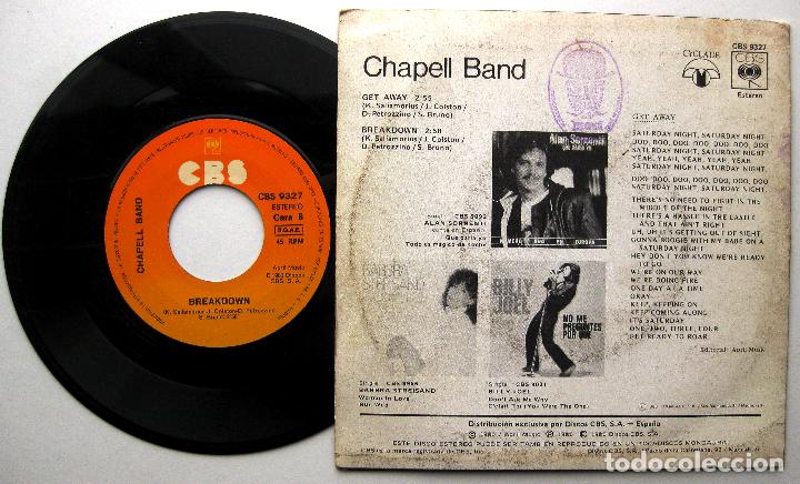 Discos de vinilo: Chapell Band - Get Away - Single CBS 1980 BPY - Foto 2