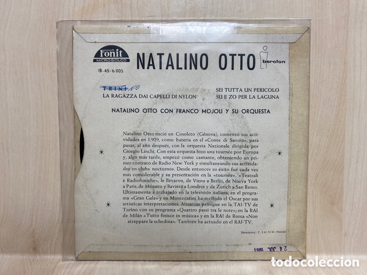 Discos de vinilo: Natalino Otto - Trini (7&rdquo;, EP) - Foto 2