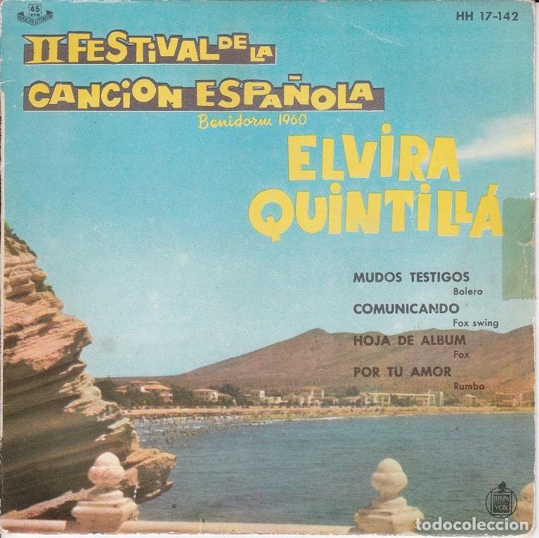 Dischi in vinile: Elvira Quintill&aacute; &ndash;Mudos testigos; Comunicando; Hoja de &aacute;lbum + 1 &ndash; HISPAVOX 17-142 &ndash; 1960