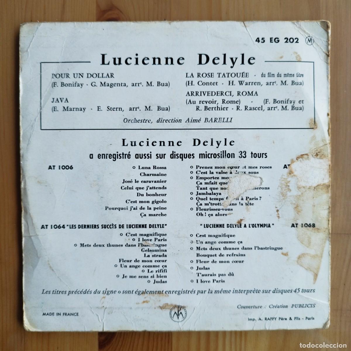 Discos de vinilo: VINILO LUCIENNE DELYLE POUR UN DOLLAR, JAVA, LA ROSE TATQUEE, ARRIVEDERCI ROMA - Foto 1