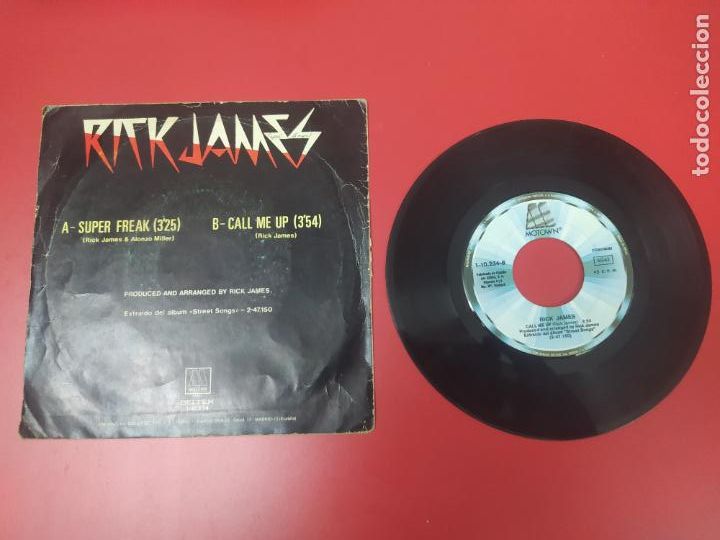 Discos de vinilo: SINGLE DISCO VINILO RICK JAMES SUPER FREAK +1 - Foto 2