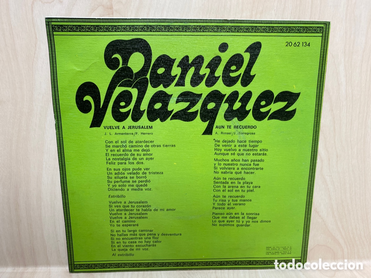 Discos de vinilo: Daniel Velazquez - Vuelve A Jerusalem (7&rdquo;, Single) - Foto 2