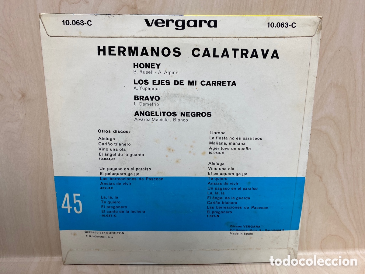 Discos de vinilo: Hermanos Calatrava - Honey (7&rdquo;, EP) - Foto 2