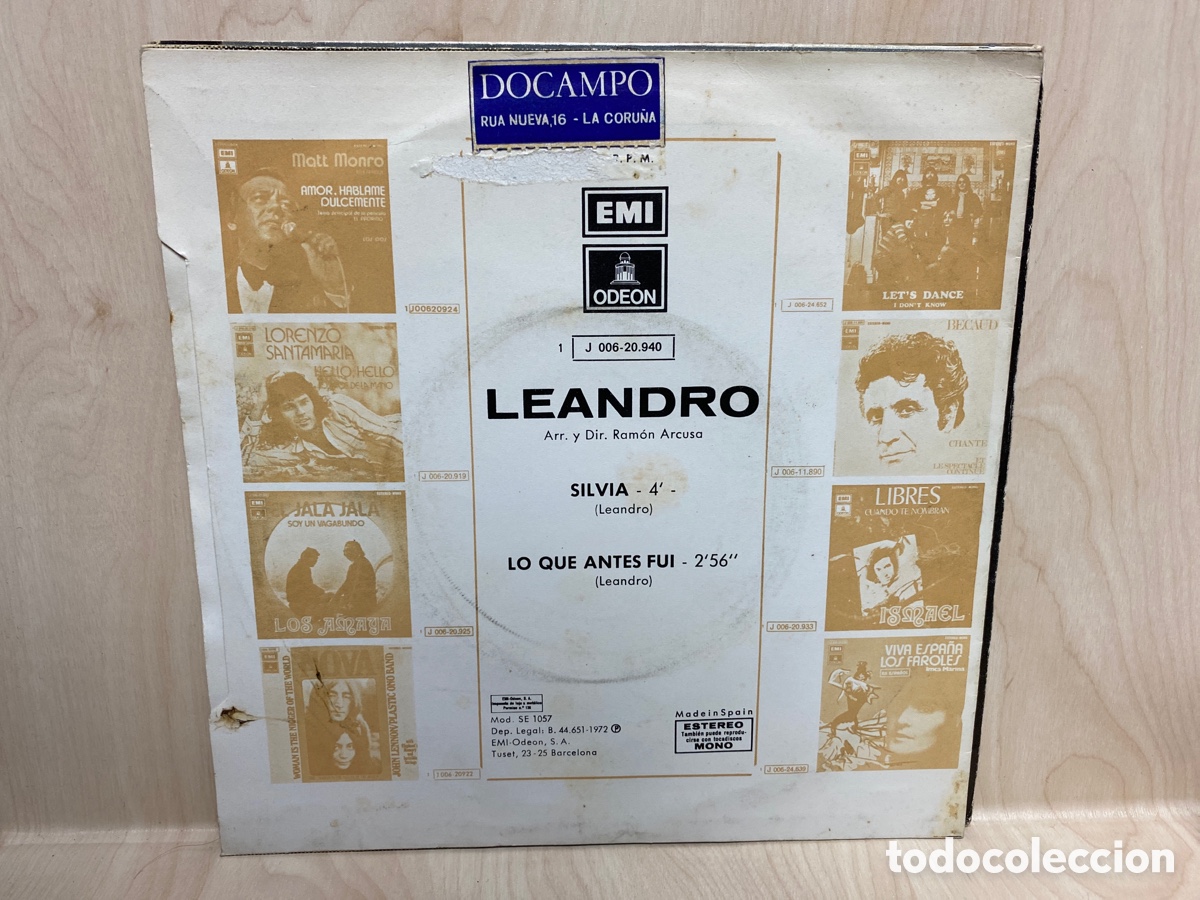 Discos de vinilo: Leandro - Silvia (7&rdquo;, Single) - Foto 2