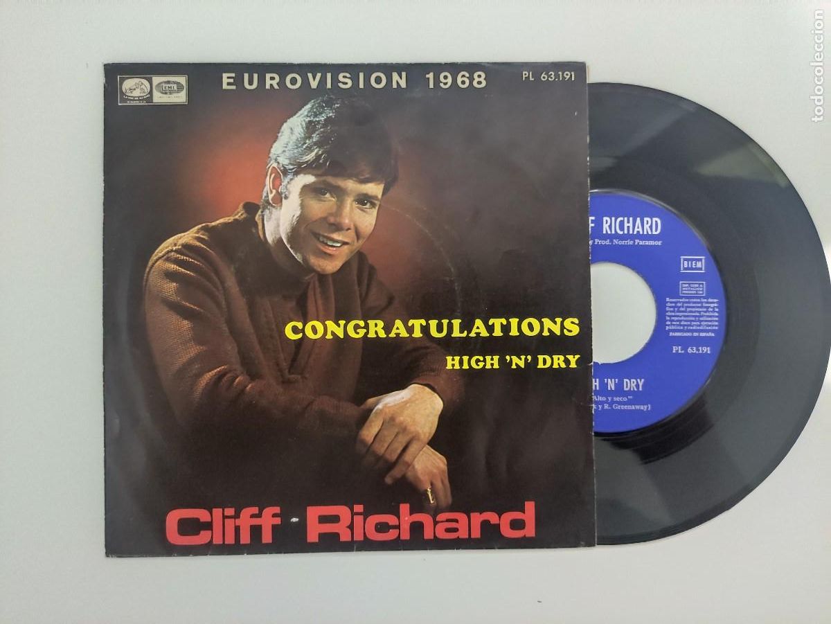 Discos de vinilo: CLIFF RICHARD CONGRATULATIONS ESPA&Ntilde;OL SINGLE 7&rdquo; VINYL - Foto 1