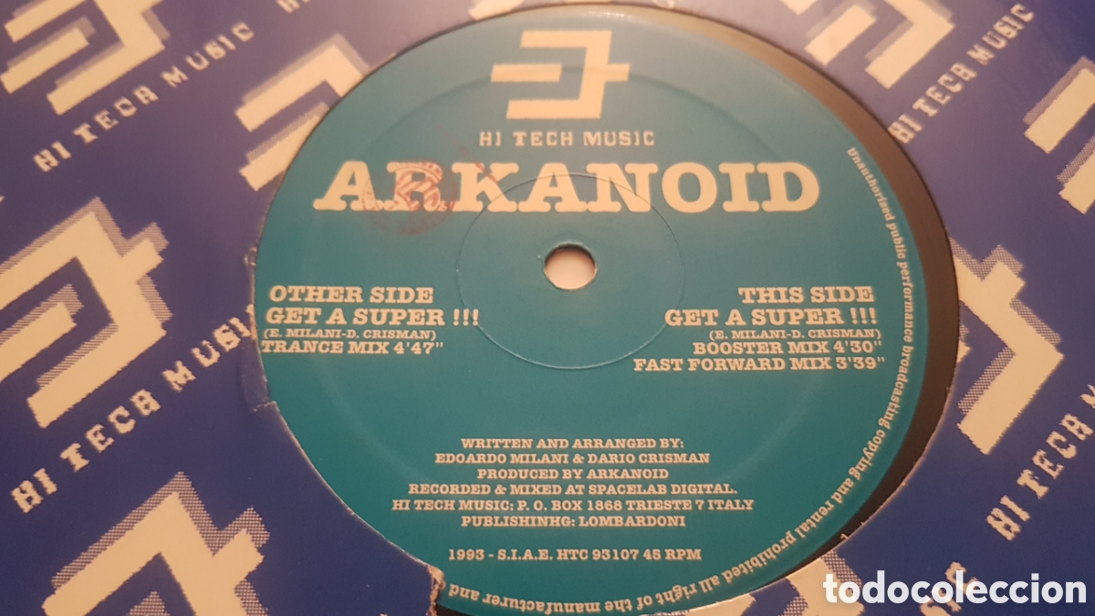 Discos de vinilo: ARKANOID GET A SUPER 12&rdquo; DISCO VINILO MAXI SINGLE . TECHNO TECNO TRANCE - Foto 3
