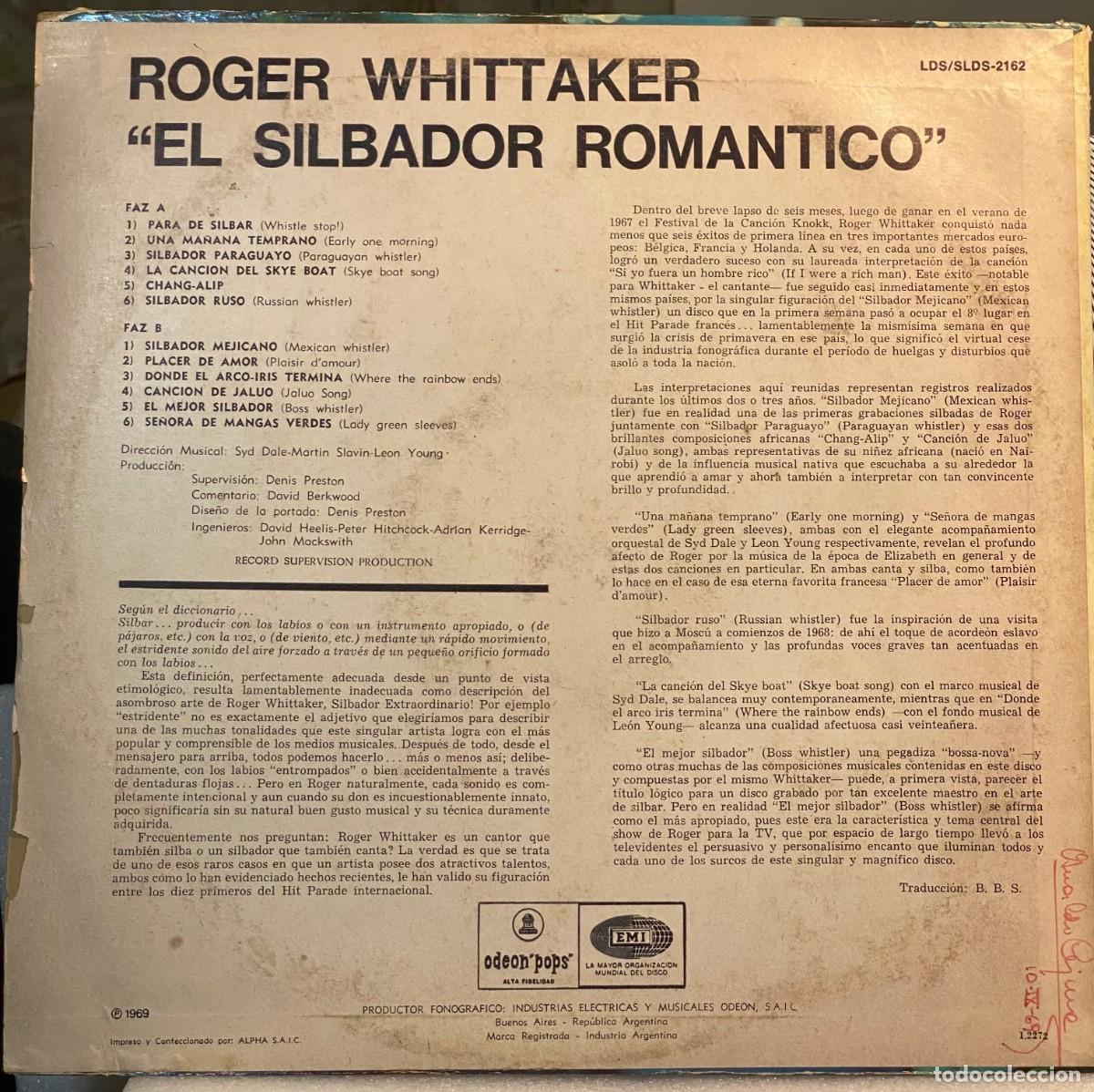 Discos de vinilo: LP argentino de Roger Whittaker a&ntilde;o 1968 - Foto 2