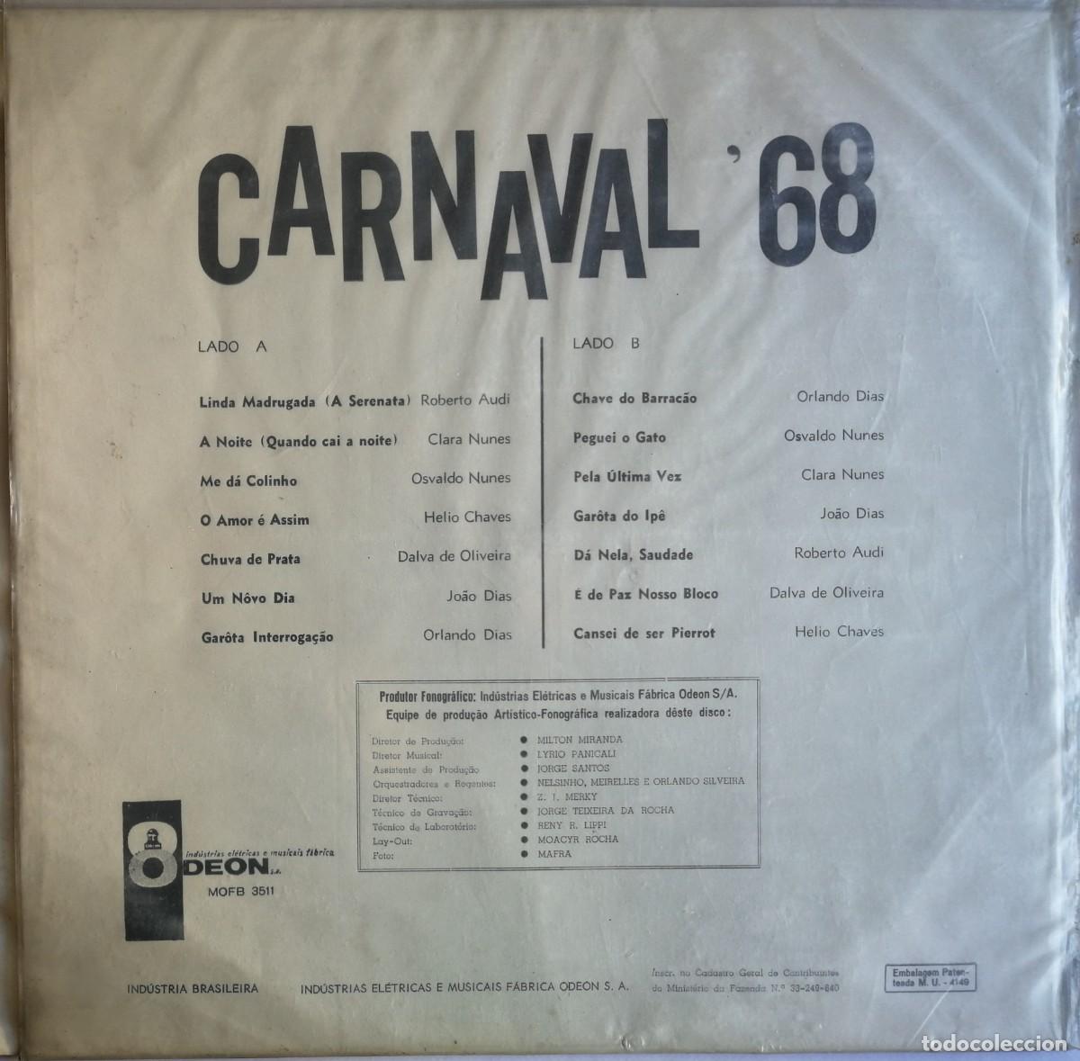 Discos de vinilo: Carnaval 1968, Odeon SMOFB-3511, BRASIL - Foto 2