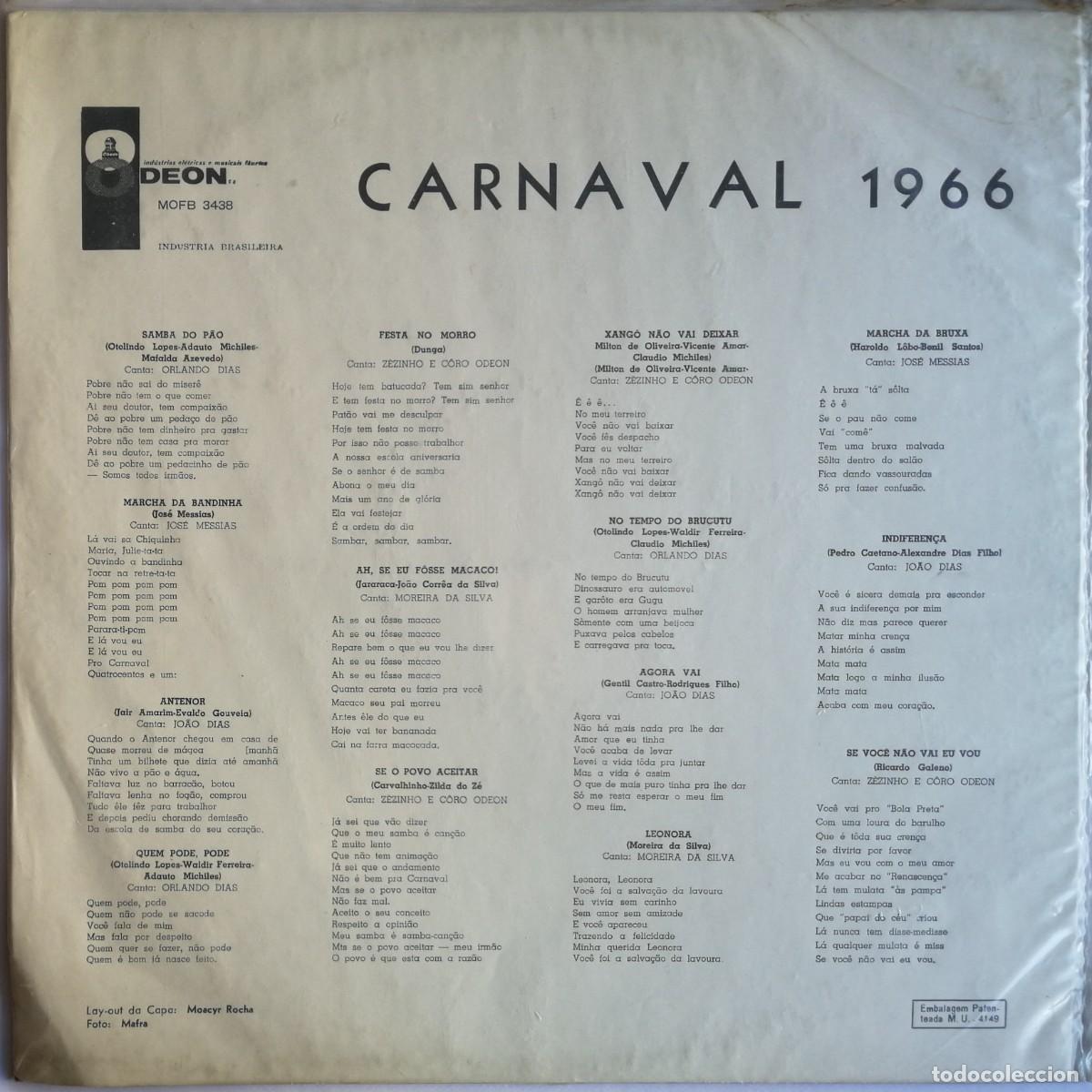 Discos de vinilo: Carnaval 1966, Odeon MOFB 3438, BRASIL - Foto 2