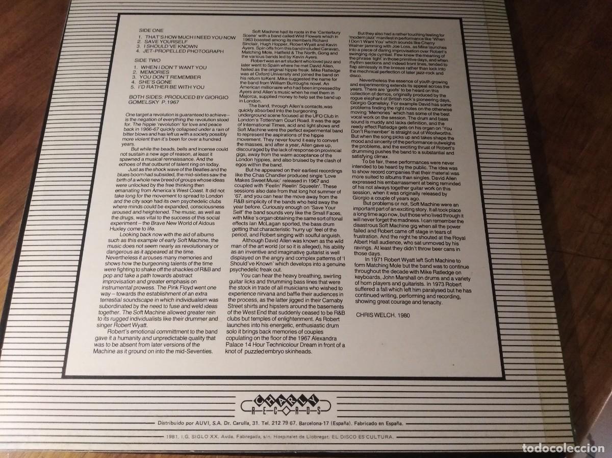 Discos de vinilo: SOFT MACHINE - M/T *********** LP ESPA&Ntilde;OL CHARLY 1981 IMPECABLE! - Foto 2