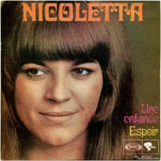 Discos de vinilo: NICOLETTA - UNE ENFANCE / ESPOIR - SG SPAIN 1968 - RIVIERA - SN-20107. Lote 389794159