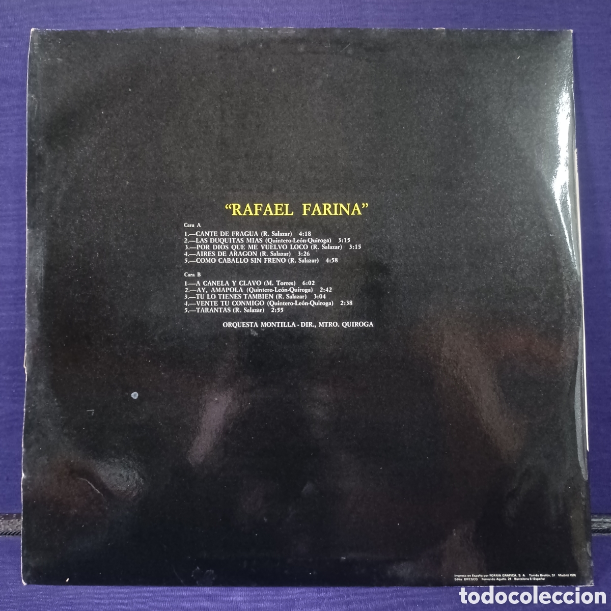 Discos de vinilo: RAFAEL FARINA - LP CAUDAL 1976 - Foto 2