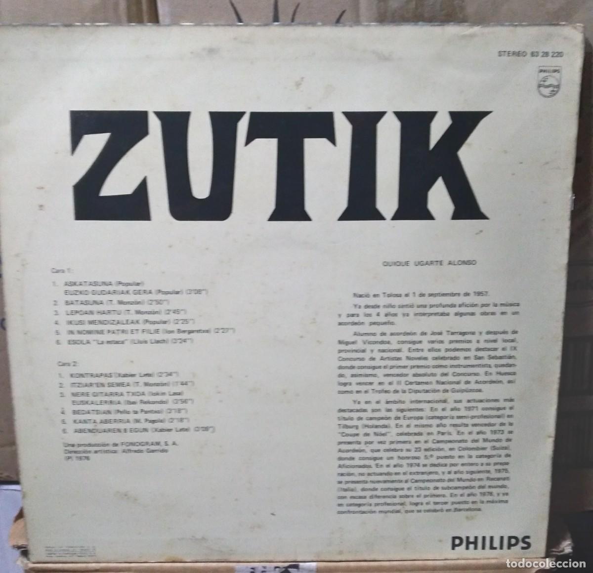 Discos de vinilo: ZUTIK-QUIQUE UGARTE- - Foto 2