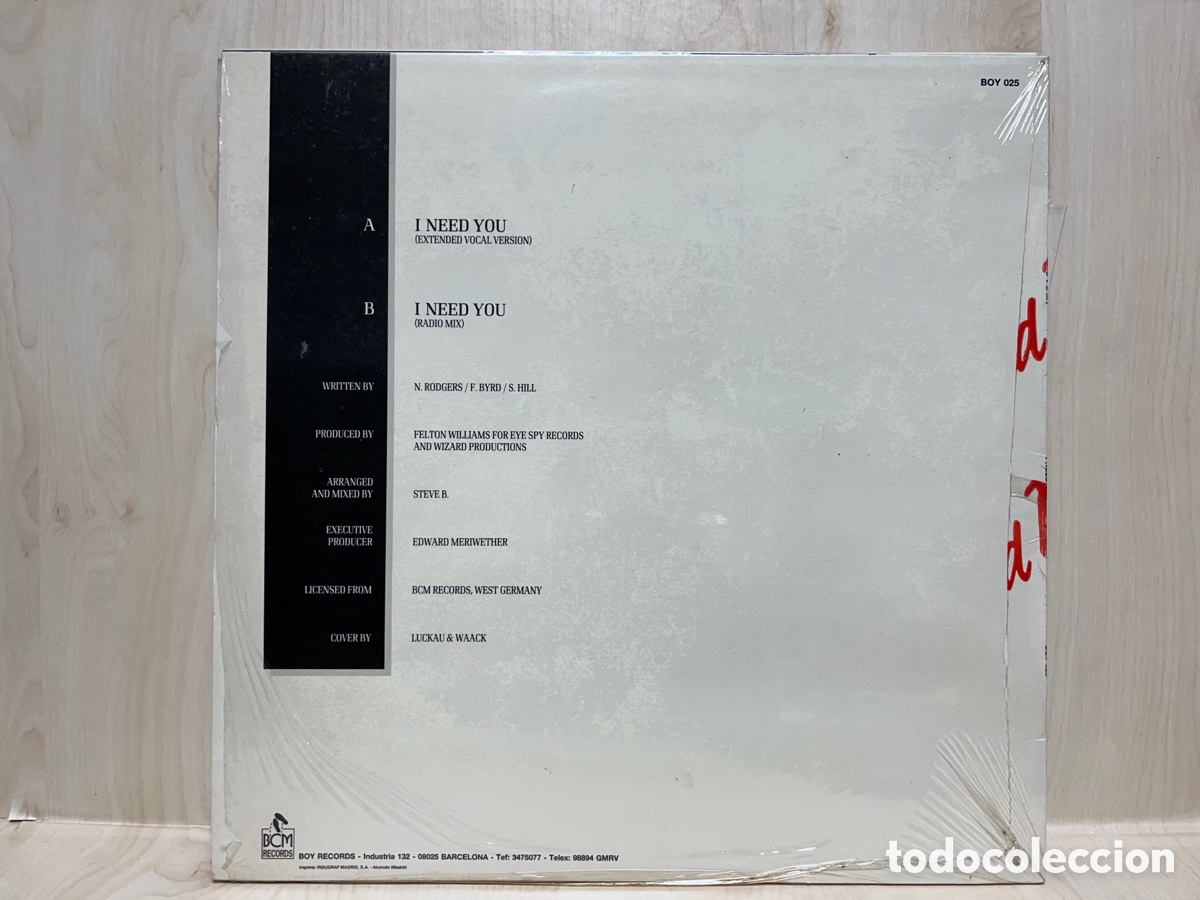 Discos de vinilo: B.V.S.M.P. - I Need You (12&rdquo;) - Foto 2