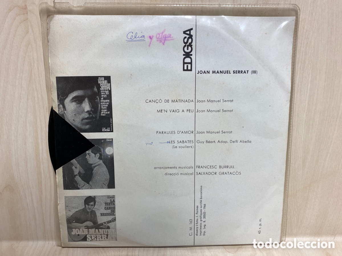 Discos de vinilo: Joan Manuel Serrat - Can&ccedil;&oacute; De Matinada (7&rdquo;, EP) - Foto 2