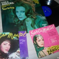 Discos de vinilo: LOTE SARA MONTIEL - VARIETES ..1971 VINILO LP ORIGINAL + 2 EP,S. LA VIOLETERA 1958 Y TANGO 1960. Lote 390195754