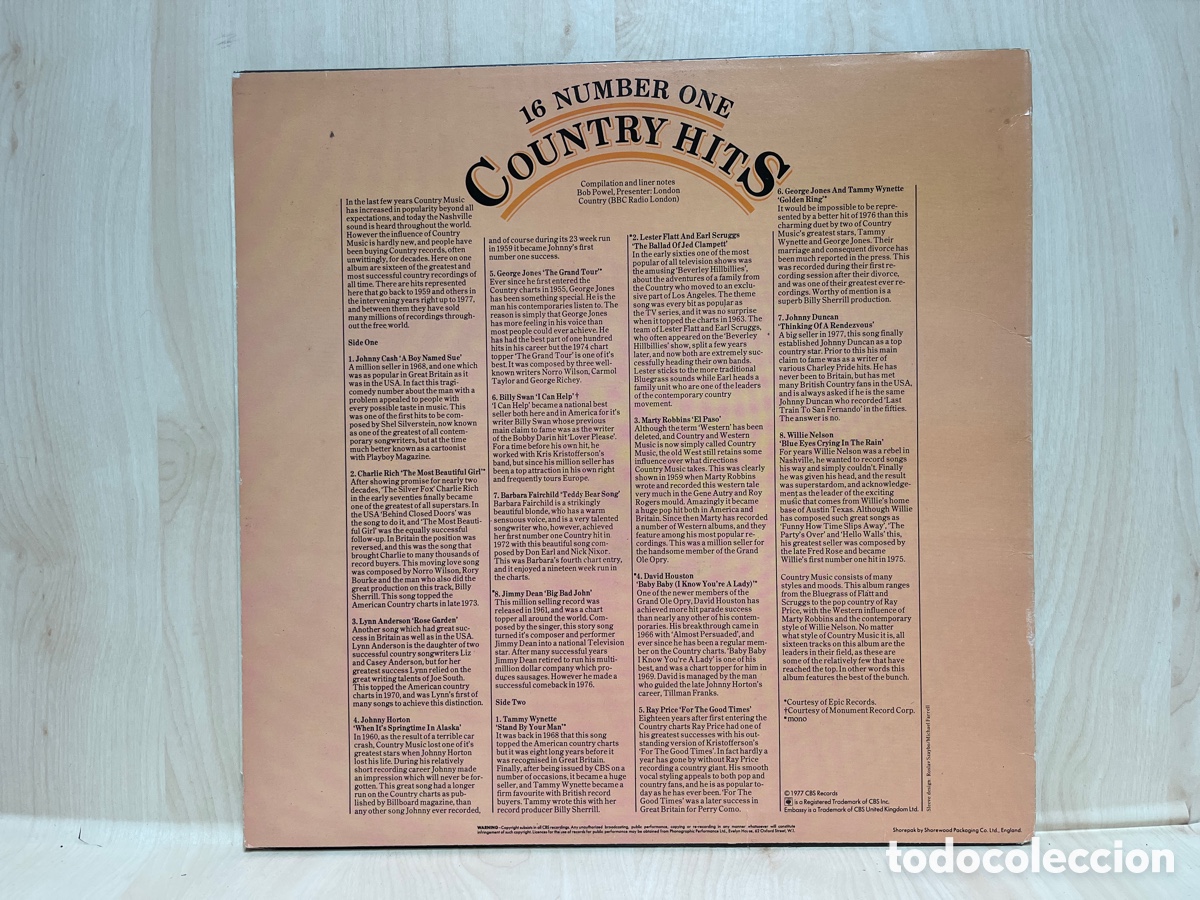 Discos de vinilo: Various - 16 Number One Country Hits (LP, Comp) - Foto 2