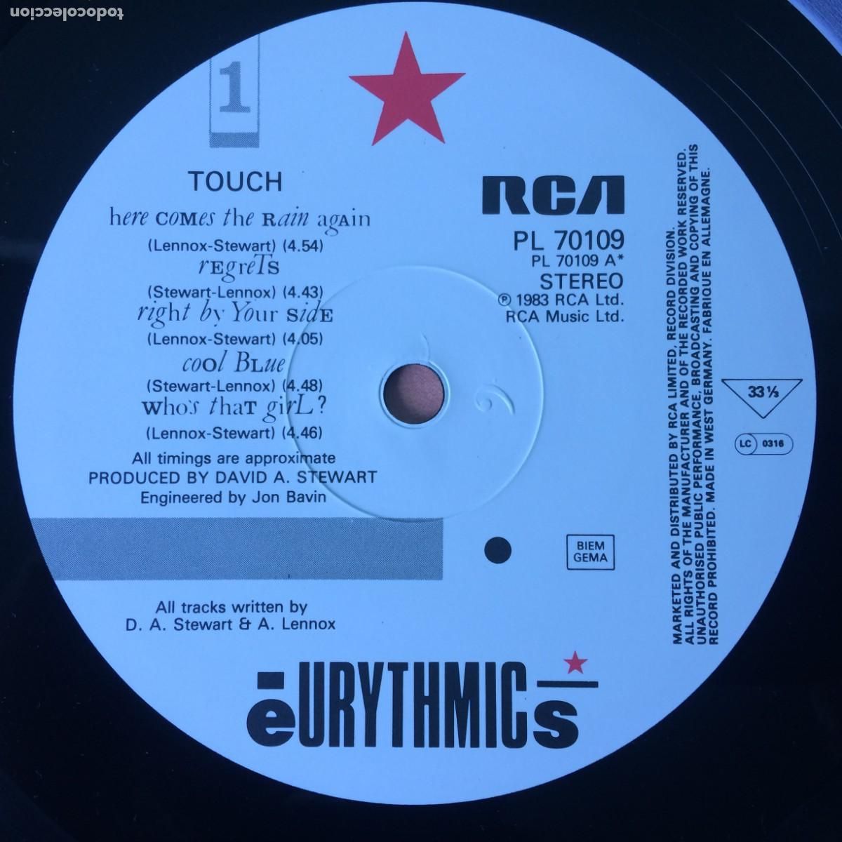 Discos de vinilo: Eurythmics &ndash; Touch , UK & Europe 1983 RCA* - Foto 5