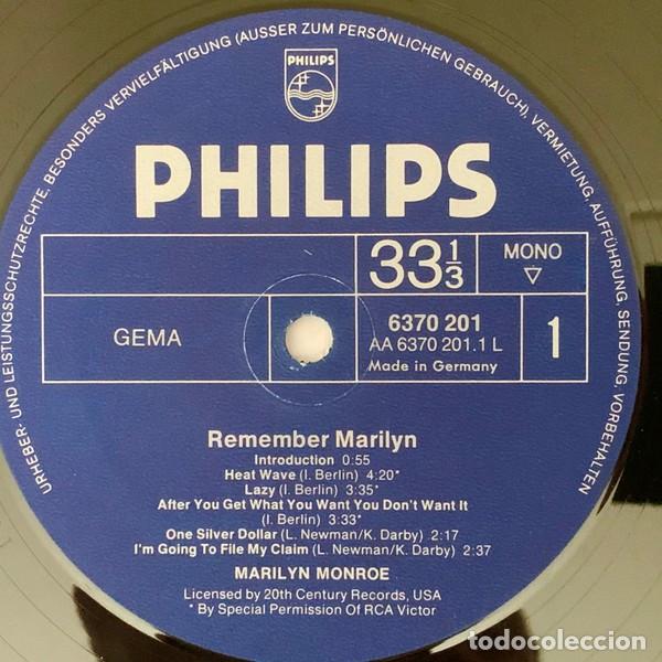 Discos de vinilo: MARILYN MONROE REMEMBER MARILYN LP + LIBRO 1972 MONO ORIGINAL PHILIPS - Foto 3