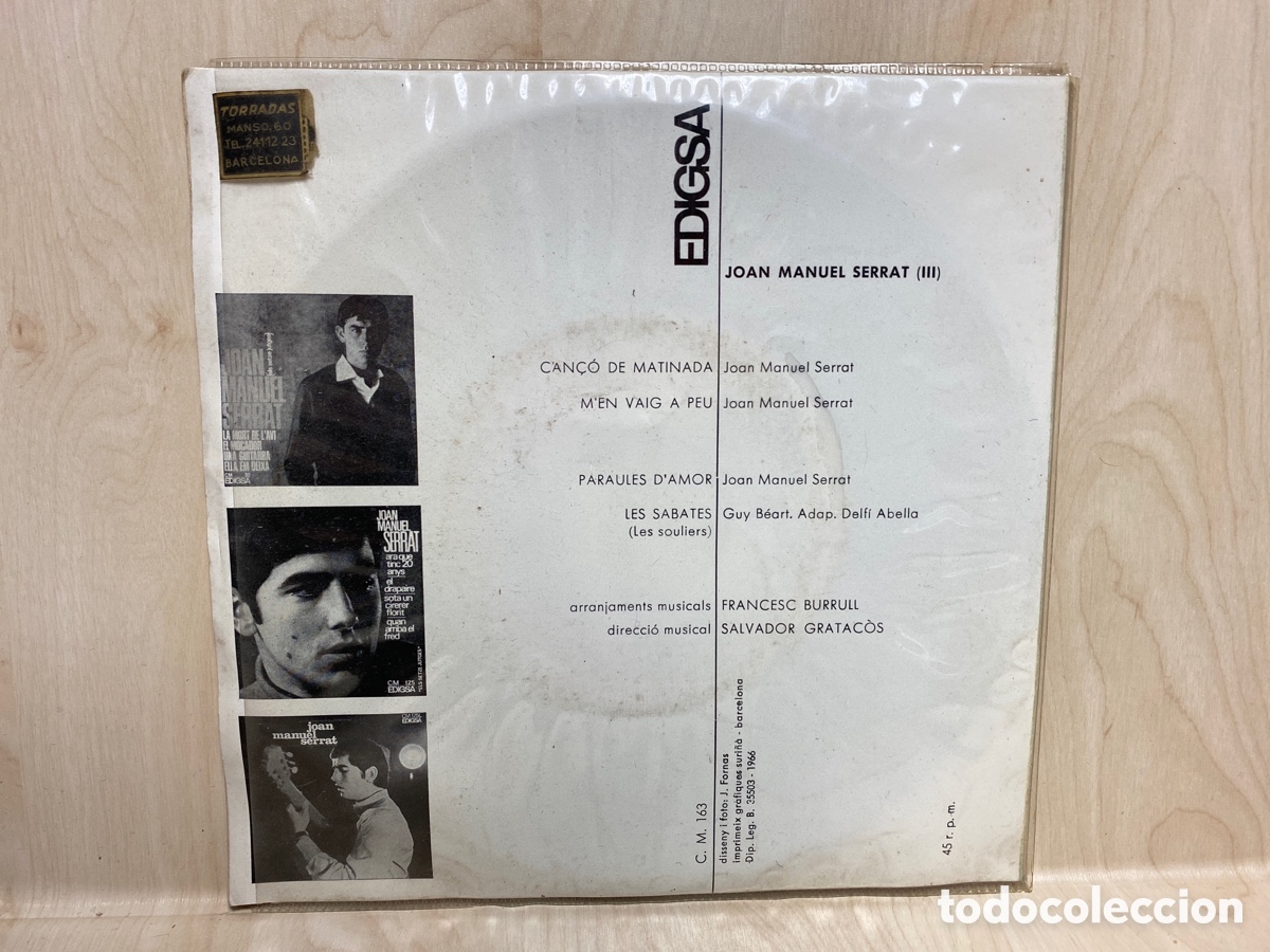 Discos de vinilo: Joan Manuel Serrat - Can&ccedil;&oacute; De Matinada (7&rdquo;, EP) - Foto 2