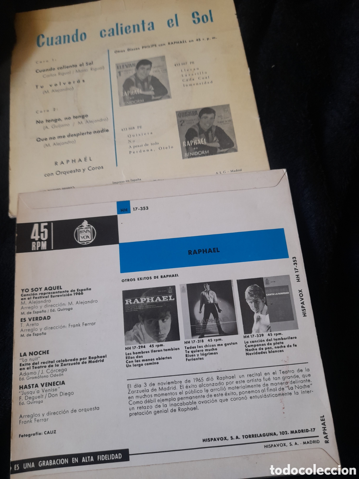 Discos de vinilo: Dos antiguos vinilos de Raphael - Foto 2