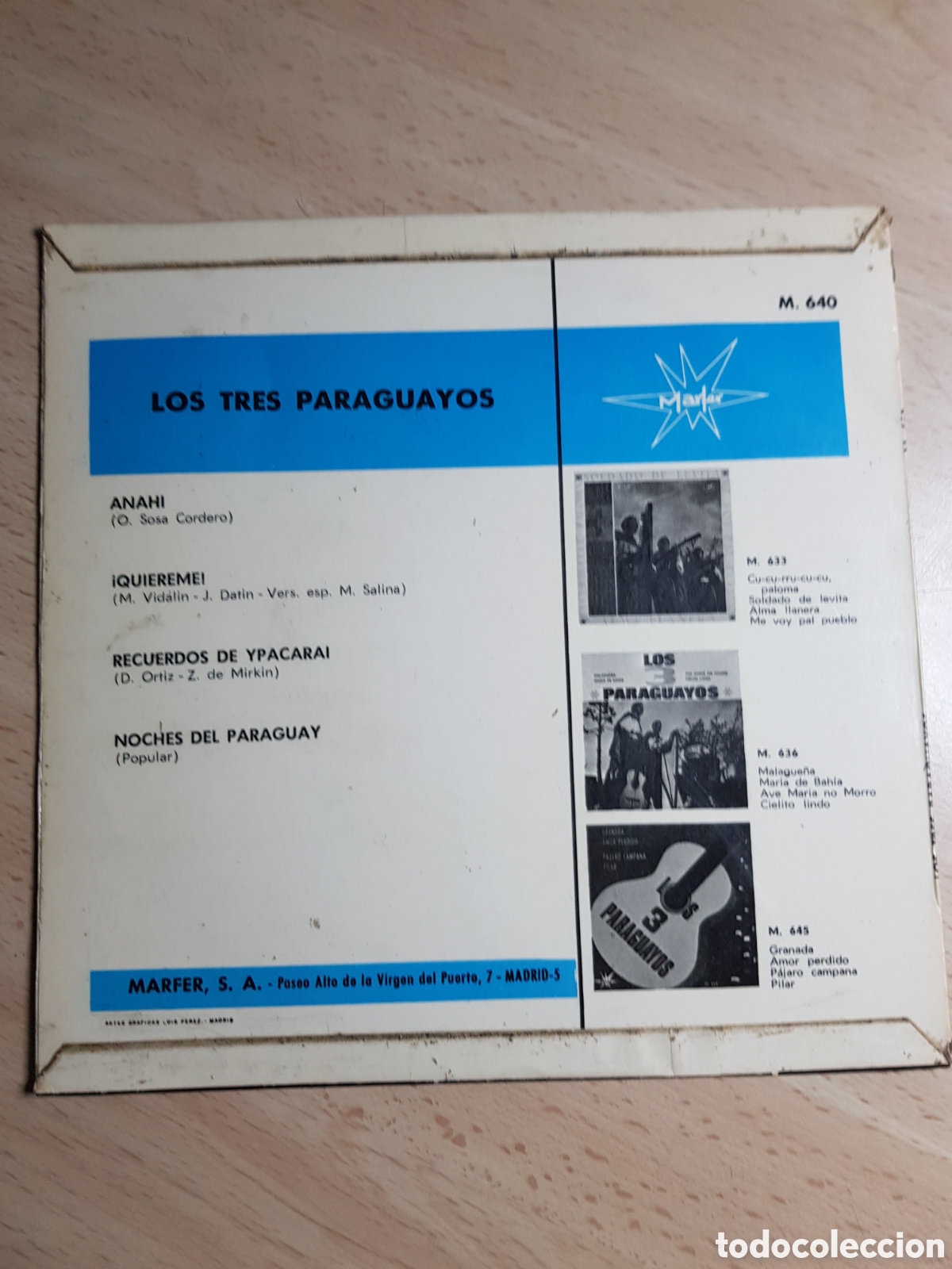 Discos de vinilo: EP 7&rdquo; Los 3 Paraguayos 1966 Anahi + 3. - Foto 2