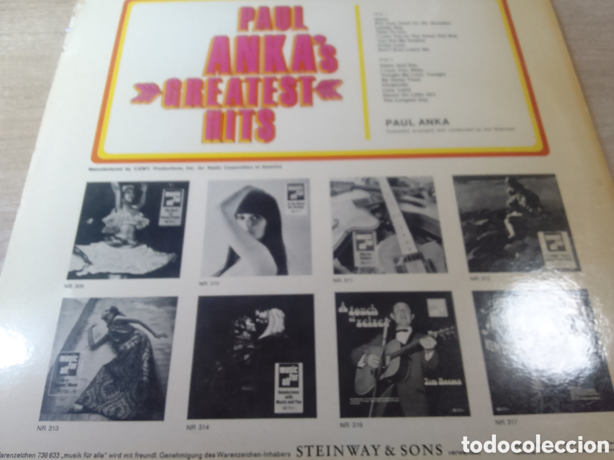 Discos de vinilo: PAUL ANKA GREATEST HITS - Foto 2