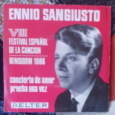 Discos de vinilo: VINILO ENNIO SANGIUSTO, VIII FESTIVAL DE LA CANCIÓN/BENIDORM 1966 (BELTER 1966) (D2). Lote 390677769