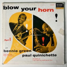 Discos de vinilo: BENNIE GREEN & HIS ORCHESTRA, PAUL QUINICHETTE QUINTET ‎– BLOW YOUR HORN - PART 1, SCANDINAVIA 1956