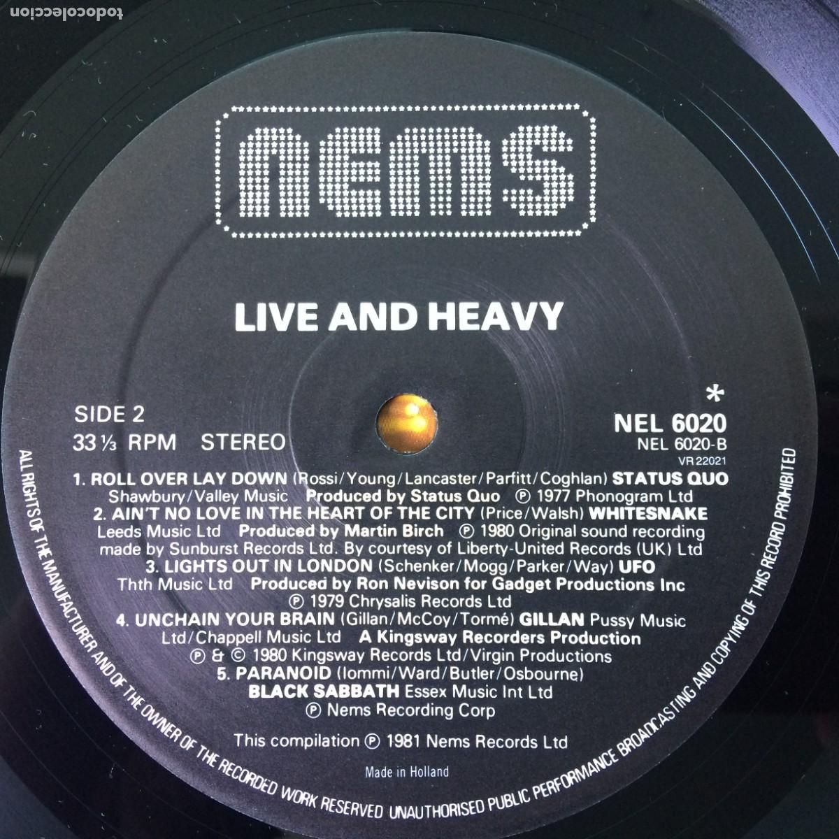 Discos de vinilo: Various &lrm;&ndash; Live And Heavy , UK 1981 Nems - Foto 6