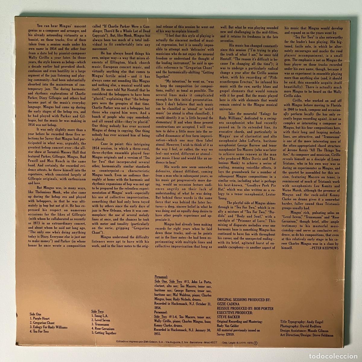 Discos de vinilo: Charles Mingus &lrm;&ndash; Jazz Workshop, Spain 1978 EMI-Odeon - Foto 2
