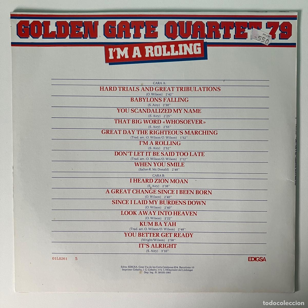 Discos de vinilo: Golden Gate Quartet 79 &lrm;&ndash; Im A Rolling, Spain 1981 Edigssa - Foto 2