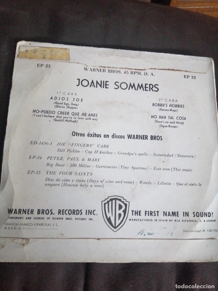 Discos de vinilo: JOANIE SOMMERS, DISCO VINILO EPS, 1963 - Foto 2