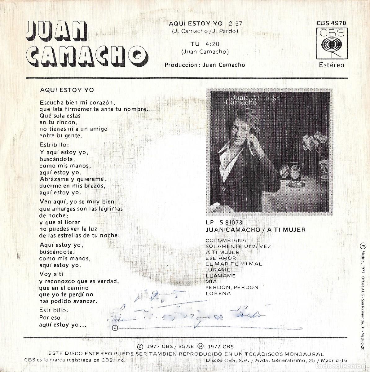 Discos de vinilo: JUAN CAMACHO - AQU&Iacute; ESTOY YO - Foto 2
