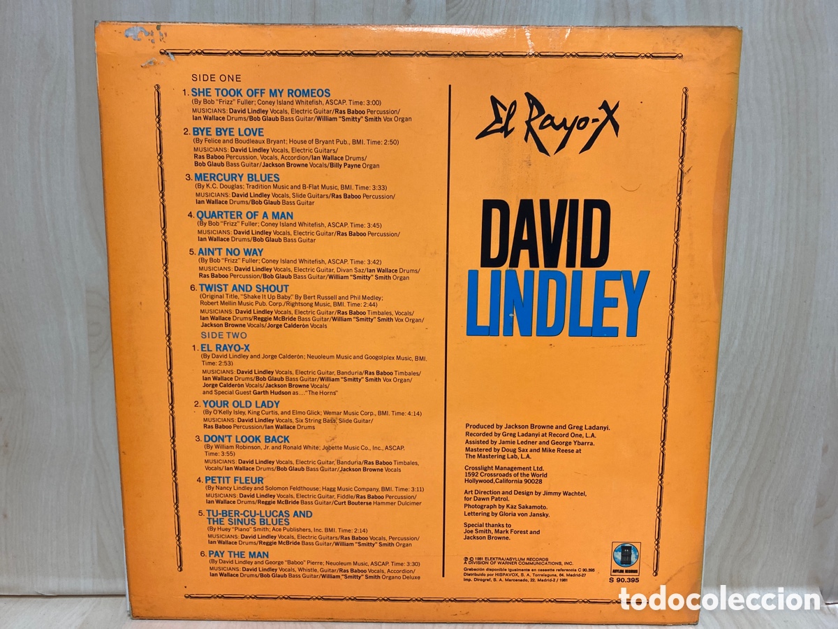 Discos de vinilo: David Lindley - El Rayo-X (LP, Album) - Foto 2