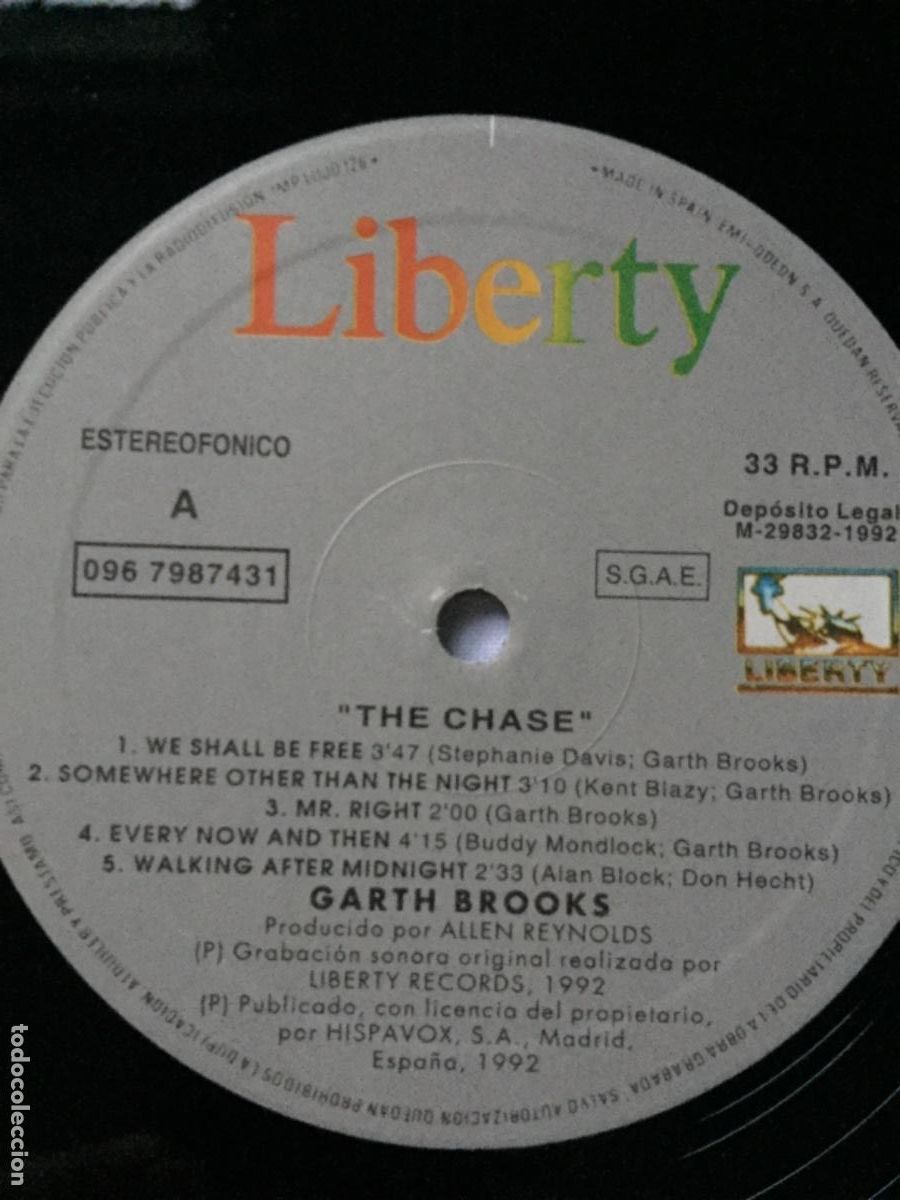 Discos de vinilo: GARTH BROOKS. The Chase. (vinilo lp 1992) - Foto 3