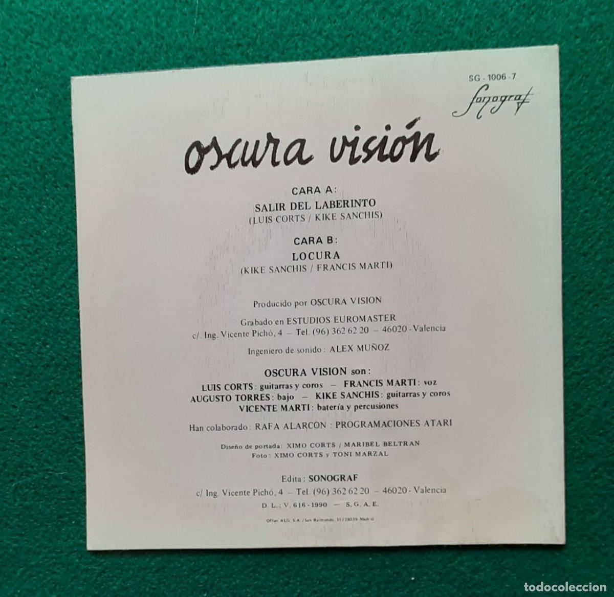 Discos de vinilo: OSCURA VISION - SINGLE SALIR DEL LABERINTO - DISCO SIN USAR - Foto 2