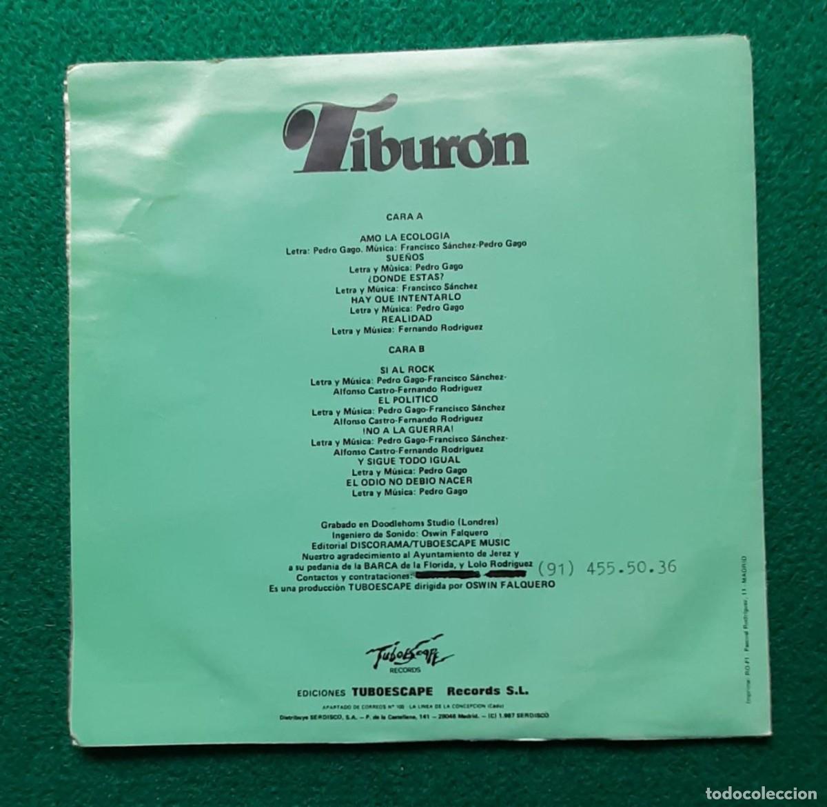 Discos de vinilo: TIBURON - SINGLE AMO LA ECOLOGIA - DISCO SIN USAR - Foto 2