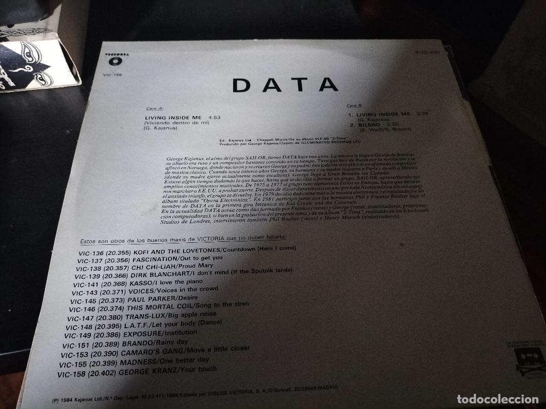Discos de vinilo: DATA - LIVING INSIDE ME - 12&rdquo; MAXI VICTORIA 1984 SYNTH POP - Foto 2