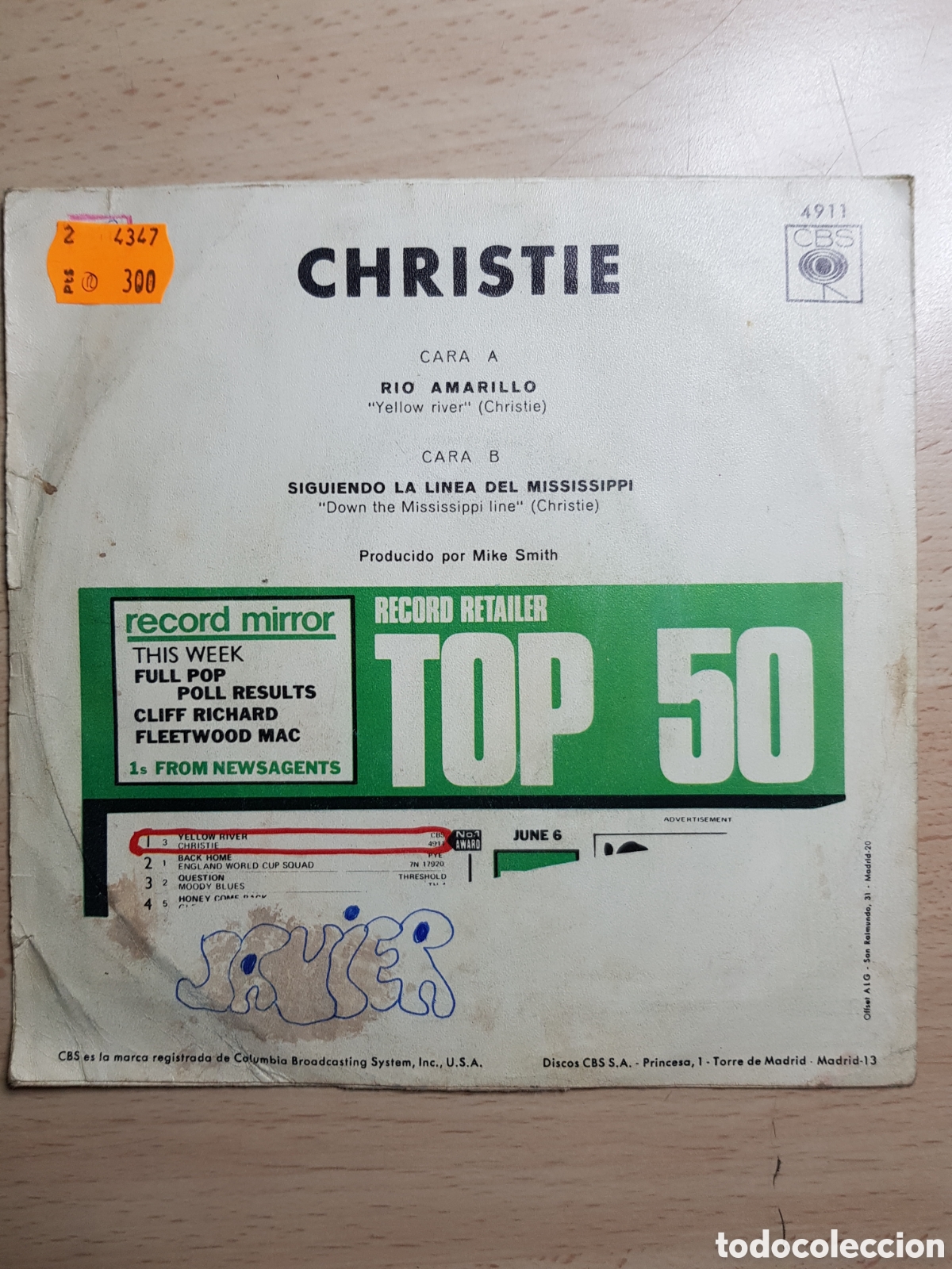 Discos de vinilo: Single 7&rdquo; Christie 1970 Yellow River . - Foto 4